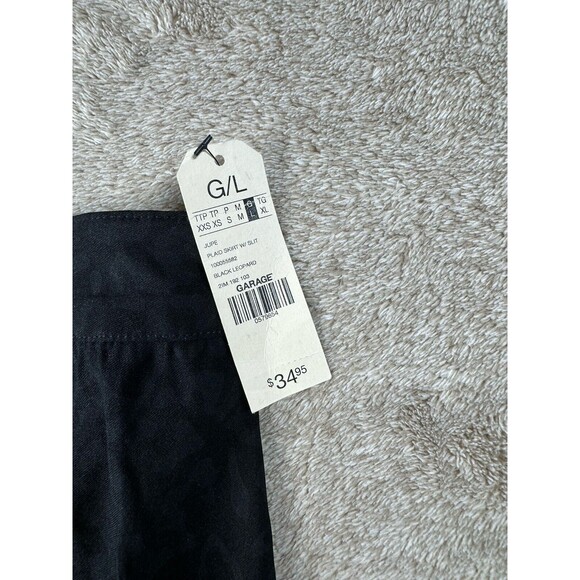 Garage Women’s Mini Skirt Black Stretch Slit Leopard Print Size Large - Picture 6 of 9